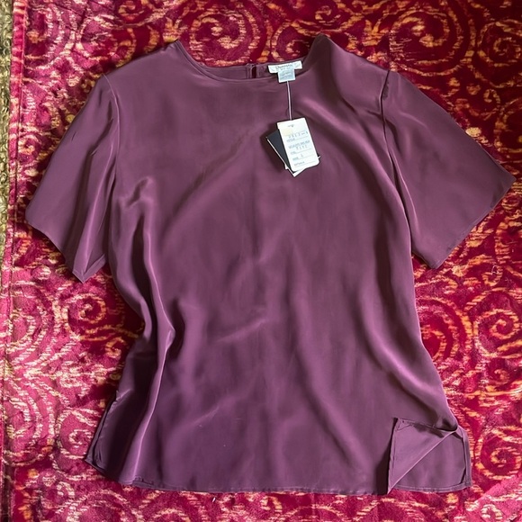 New Dorman 100% Silk Short Sleeved Top with padded shoulders - Picture 1 of 6